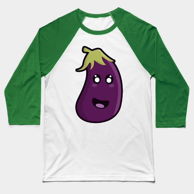 Kawaii Eggplant Baseball T-Shirt by KawaiiNir